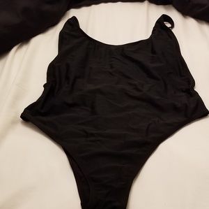 Sexy scoop back black swimsuit